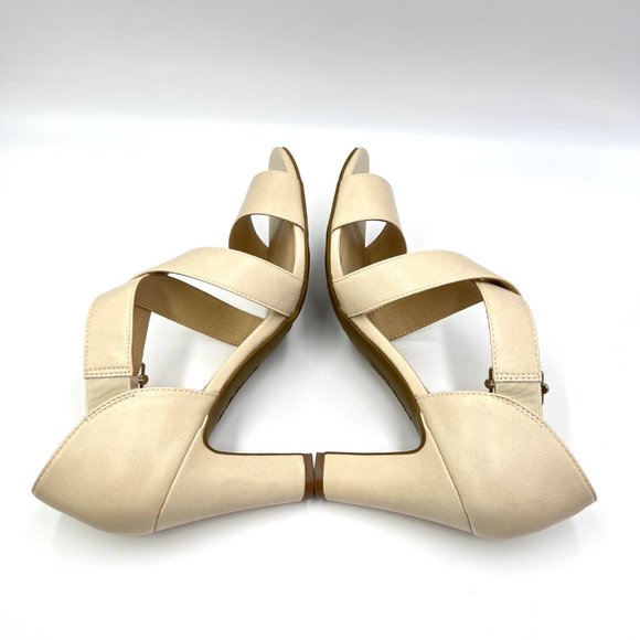 Lifestride Womens Carlyle Beige Cream Nude‎ Tan Faux Vegan Leather Heels Shoes - Picture 8 of 14